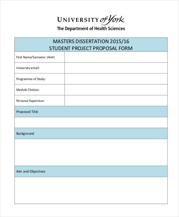 student project proposal form