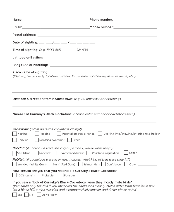 survey form sample