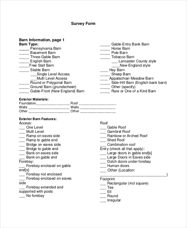 survey form template