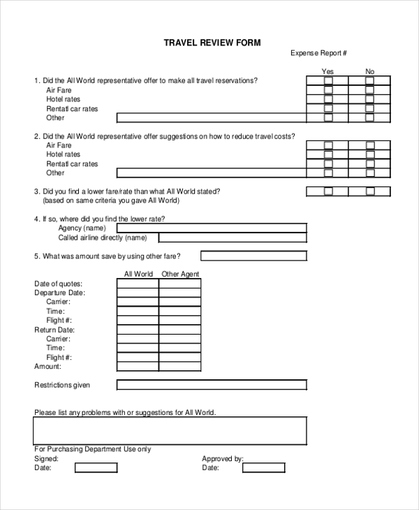 FREE 19+ Sample Review Forms in PDF MS Word Excel