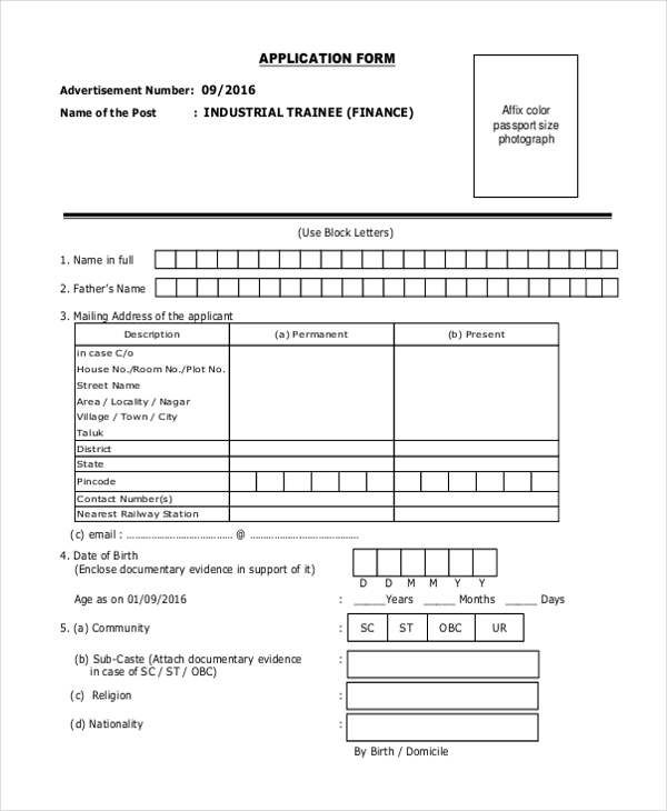 Free 9 Sample Target Application Forms In Pdf Ms Word 4694