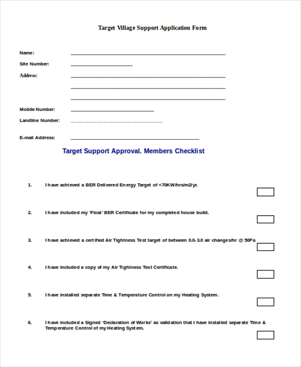target village support application form