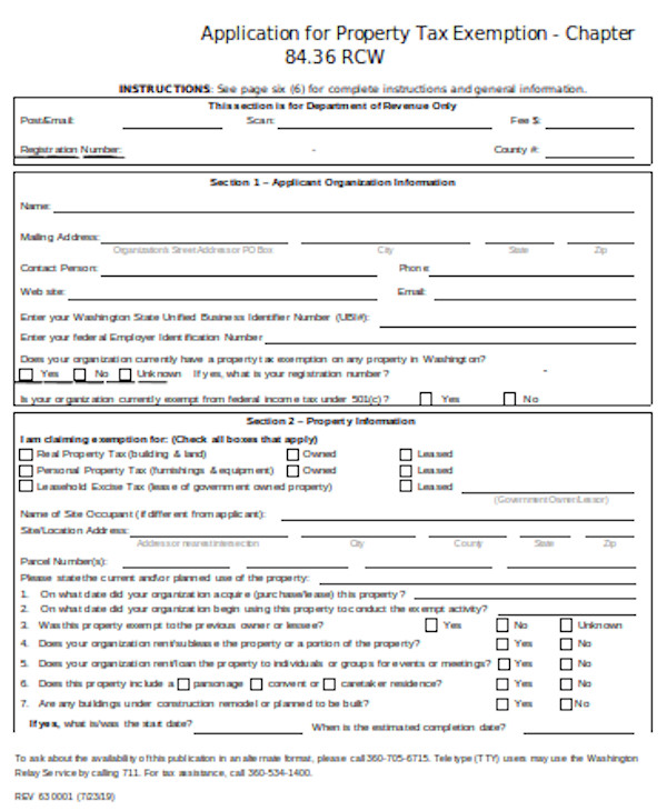 tax exemption application form