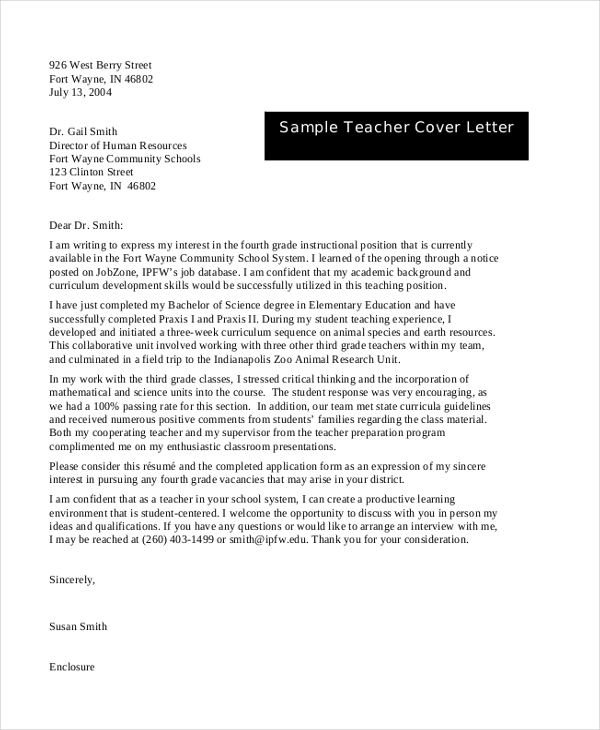 31+ Application Letter For A Teaching Job Pdf best example