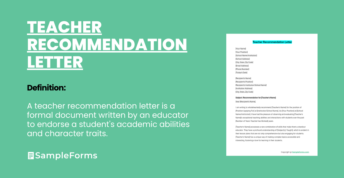 teacher recommendation letter