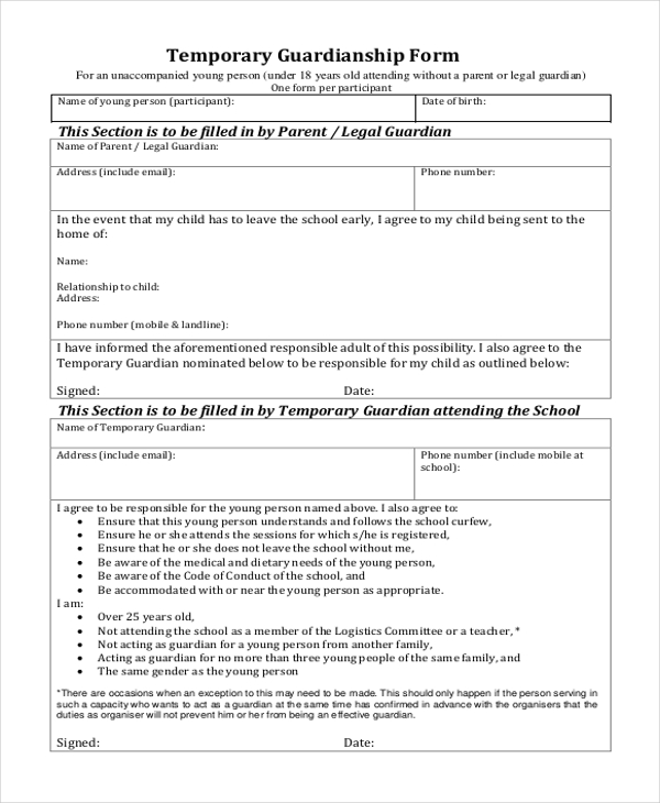 FREE 13+ Sample Guardianship Forms in PDF | MS Word