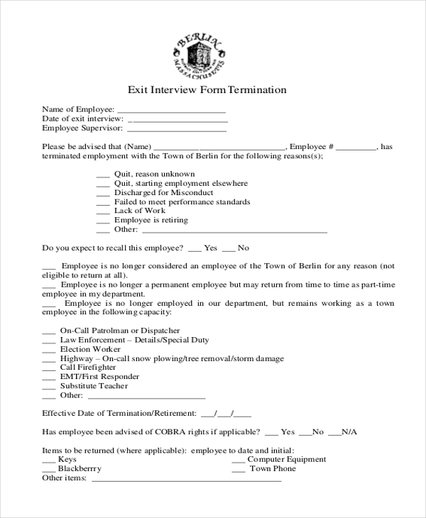 FREE 13+ Exit Interview Form Samples, PDF, MS Word, Google Docs