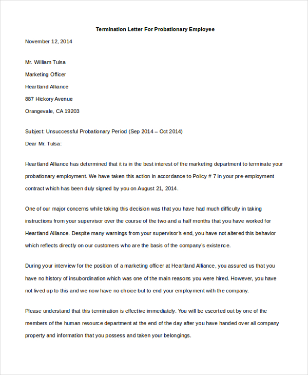 FREE 10+ Employee Termination Letter Samples, PDF, MS Word, Google Docs