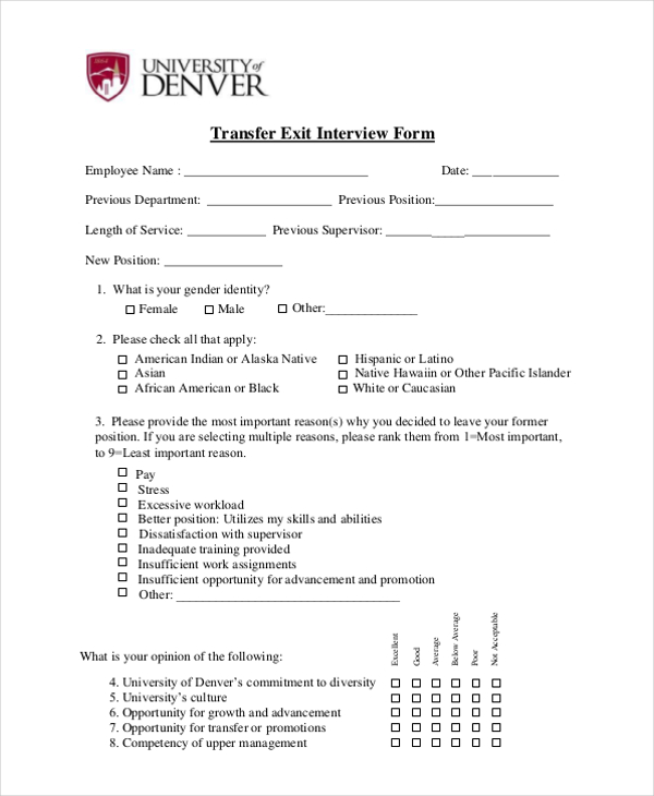 transfer exit interview form