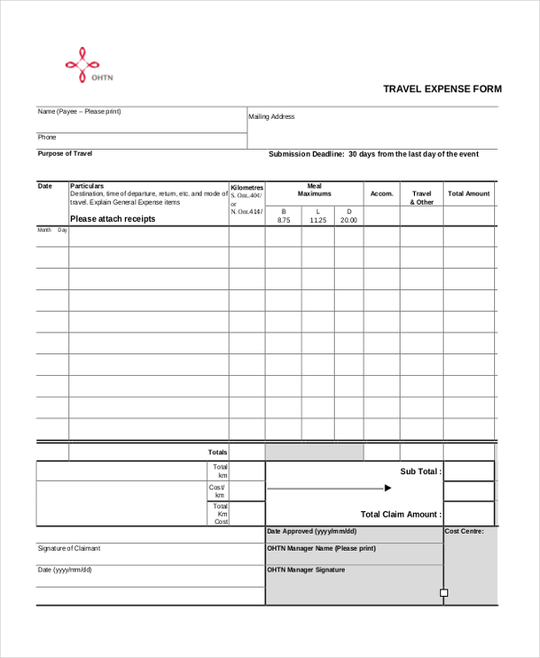 travel expense form