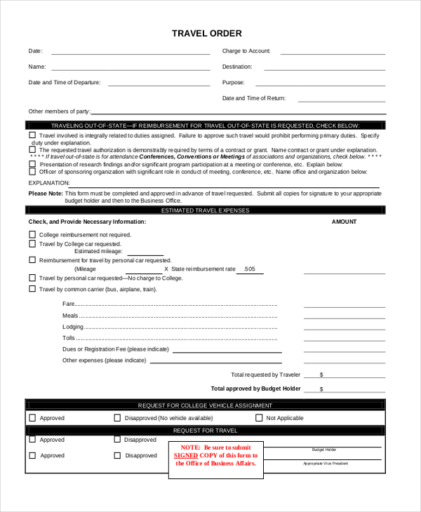 FREE 21+ Sample Travel Forms in PDF MS Word Excel