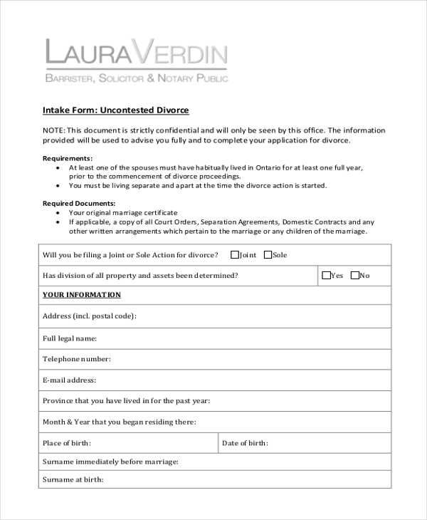 FREE 17 Sample Divorce Forms In PDF MS Word