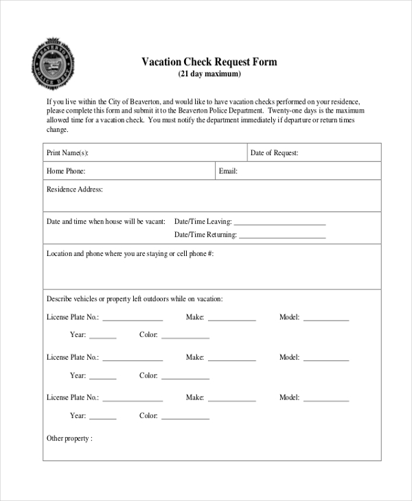 vacation check request form