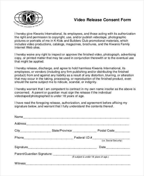 FREE 11+ Sample Video Release Forms in PDF | MS Word