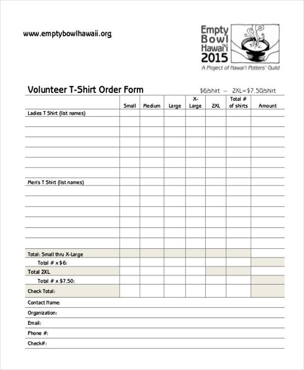 free 11 sample tshirt order forms in ms word  pdf  excel