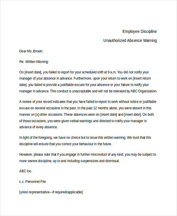 Final Warning Letter To Employee For Misconduct from images.sampleforms.com