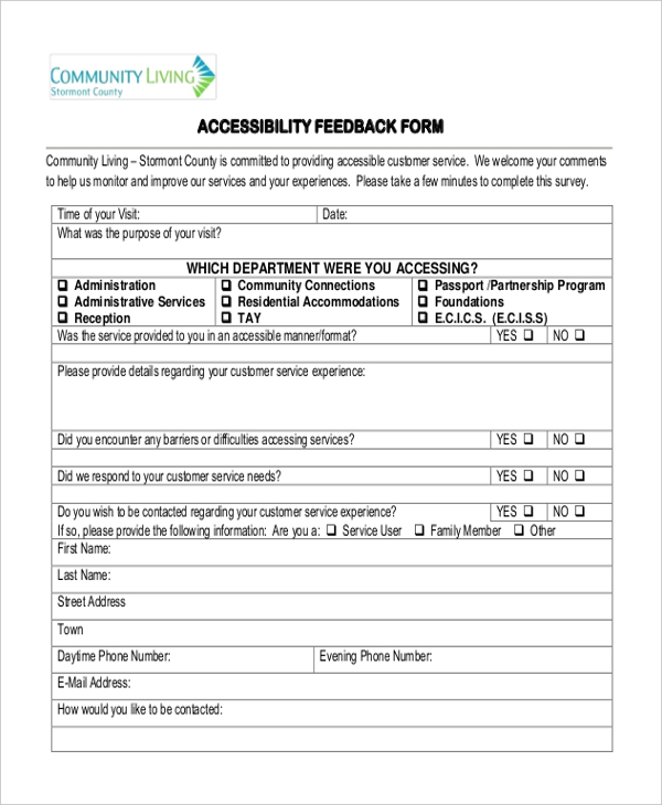 accessibility feedback form example