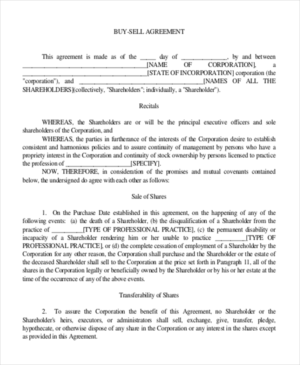 FREE 12+ Buy-Sell Agreement Form Samples, PDF, MS Word, Google Docs