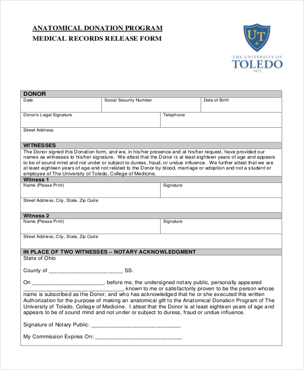 Free Medical Records Release Authorization Form Hipaa