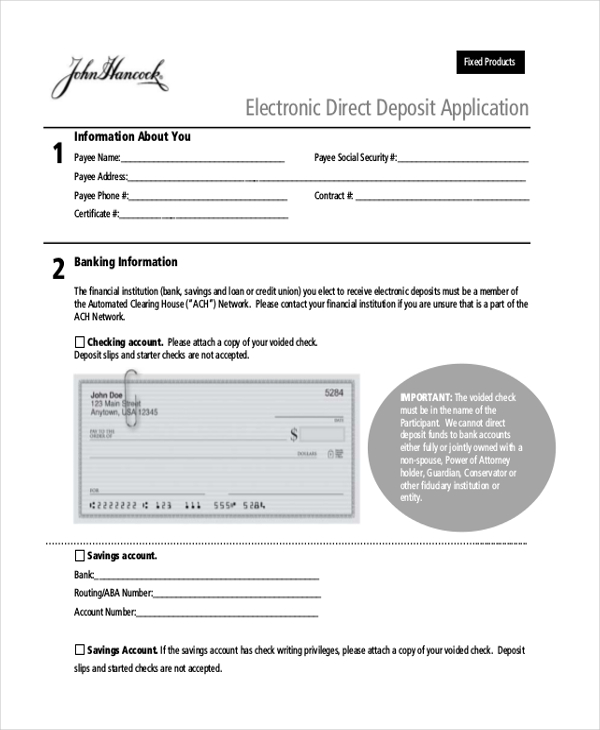 electronic direct deposit form