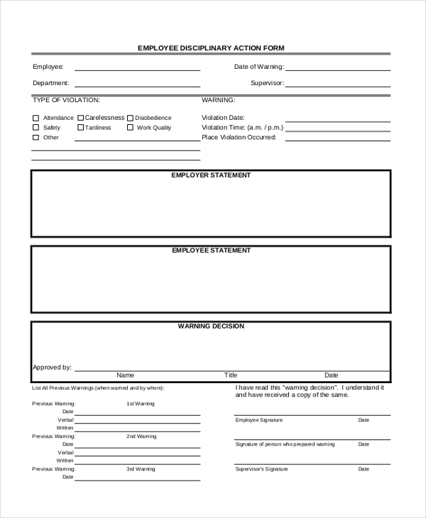 FREE 8 Sample Employee Write Up Forms In PDF MS Word
