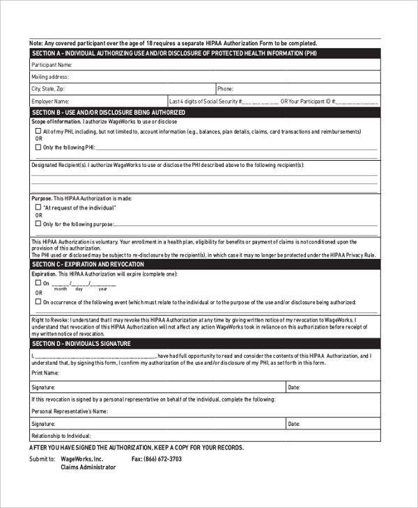 hipaa authorization form
