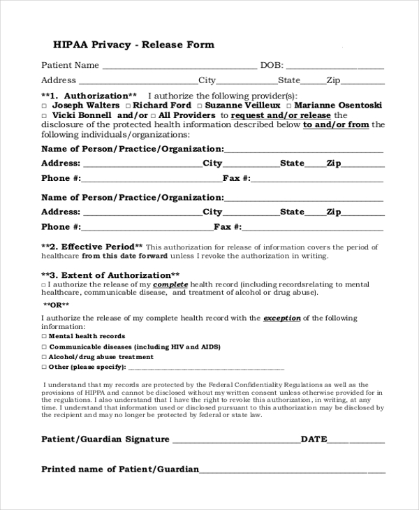 Printable Medical Records Release Authorization Form