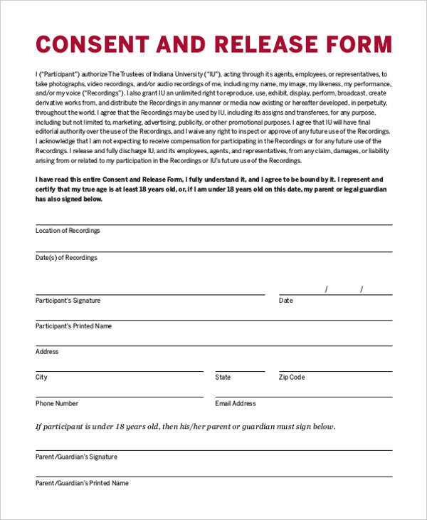 model consent and release form 