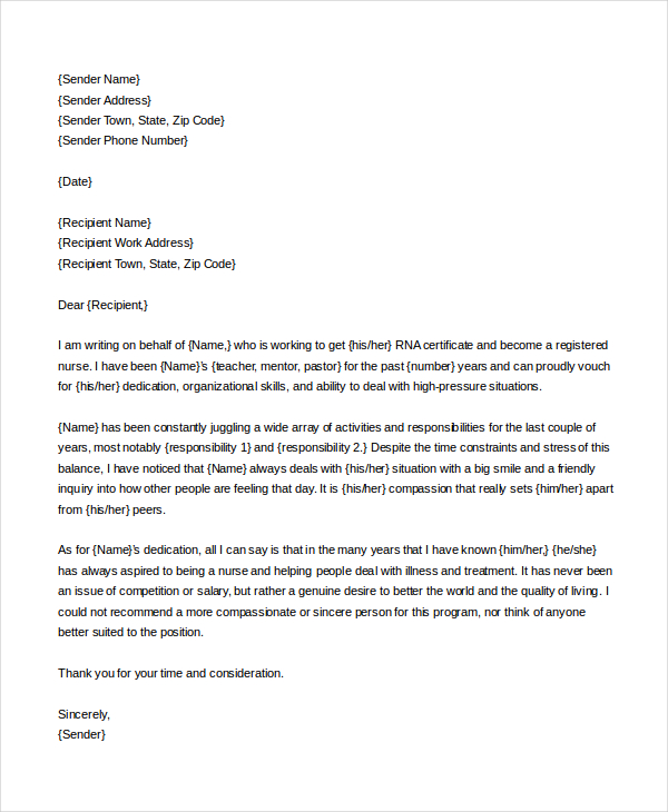 Writing A Reference Letter For A Nursing Student