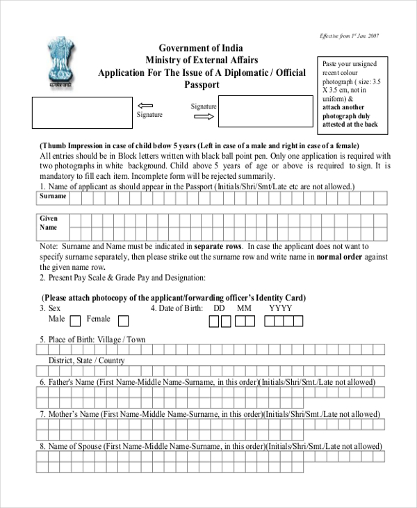 FREE 13+ Passport Application Form Samples, PDF, MS Word, Google Docs, Excel