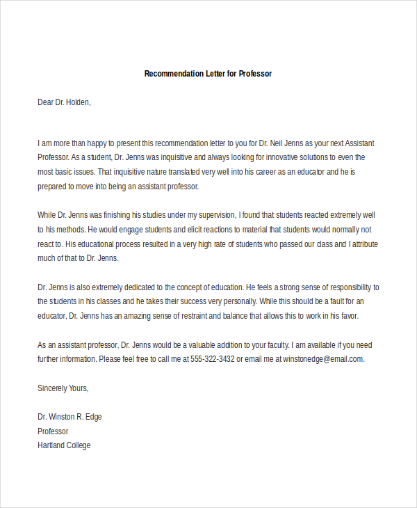 Sample Recommendation Letter Format 8 Free Documents In Pdf Doc