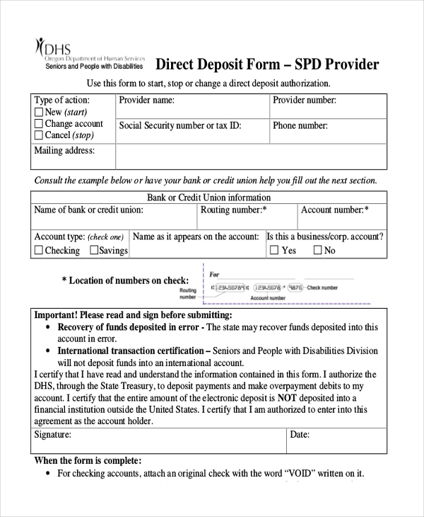 social security disability direct deposit form