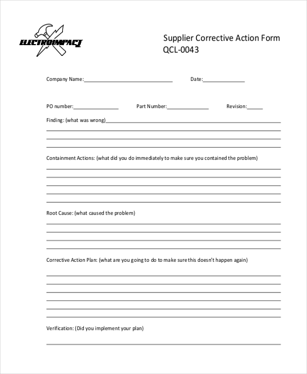 Free 10 Sample Corrective Action Forms In Pdf Ms Word Excel 