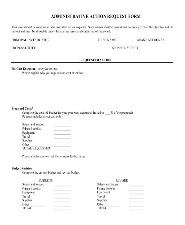 administrative action request form