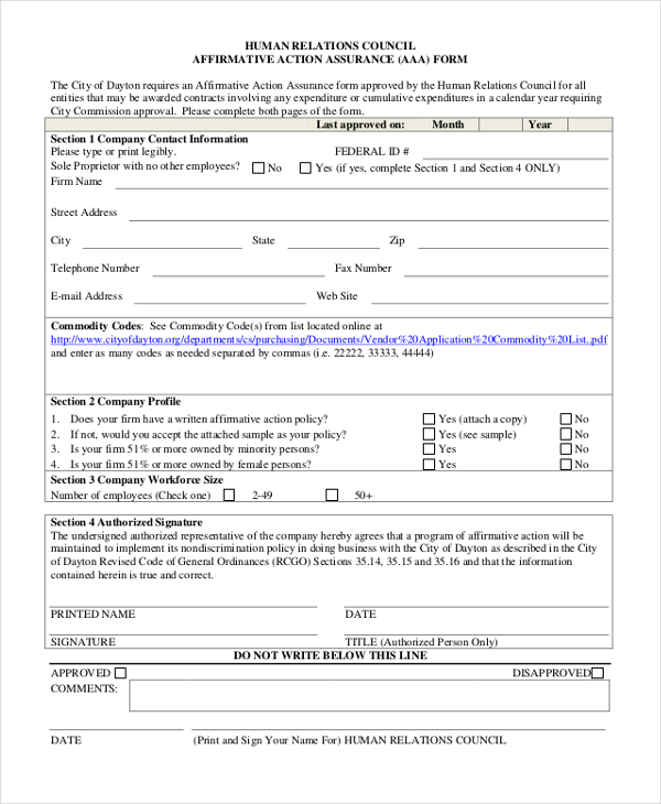 FREE 10+ Sample Affirmative Action Forms in PDF | MS Word