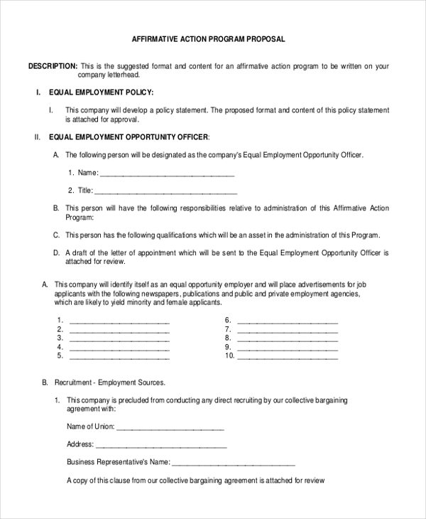 FREE 9+ Sample Affirmative Action Forms | PDF