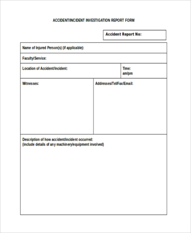 FREE 11+ Sample Accident Report Forms in Google Docs | PDF | MS Word ...