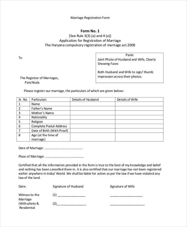 affidavit form for marriage certificate