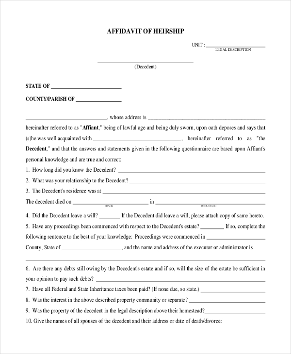 FREE 13+ Sample Free Affidavit Forms in PDF MS Word Excel