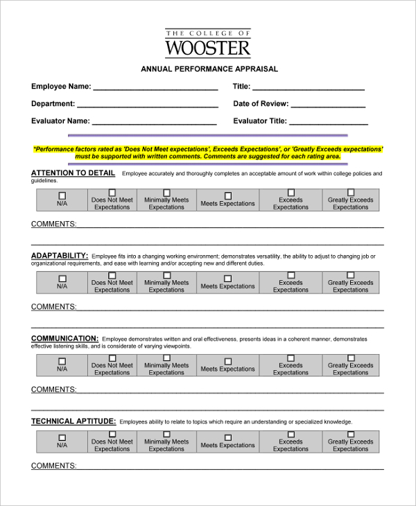 FREE 9 Annual Appraisal Form Samples In PDF MS Word