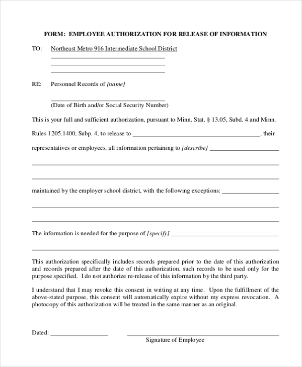 authorization to release employee information form