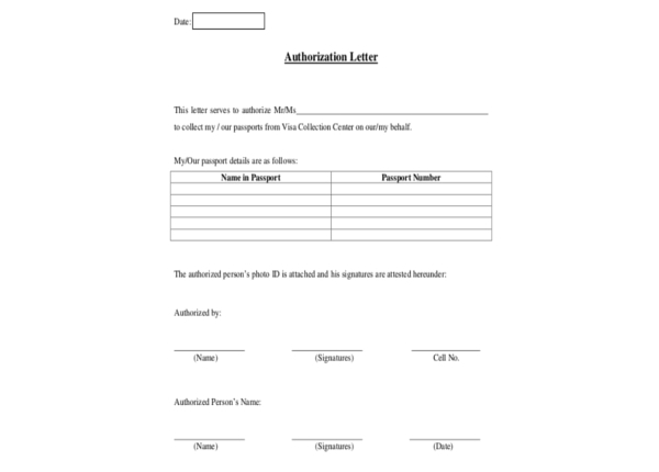 Sample Work Authorization Form Template