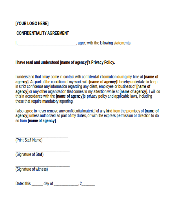 basic confidentiality agreement form