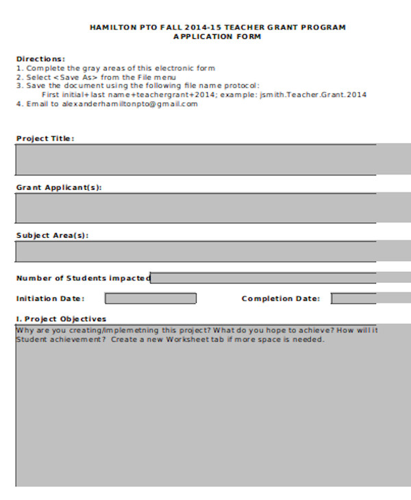 basic grant application form
