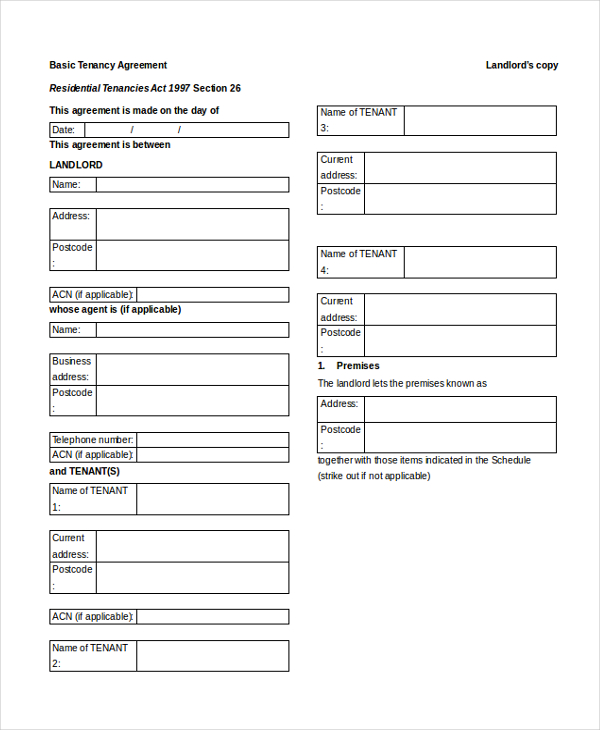 basic tenancy agreement form1