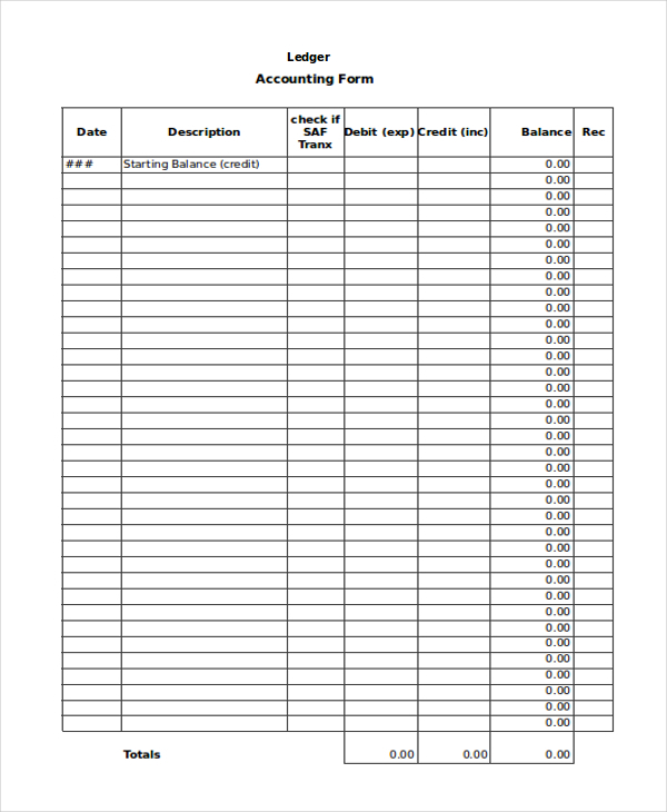 blank accounting ledger form