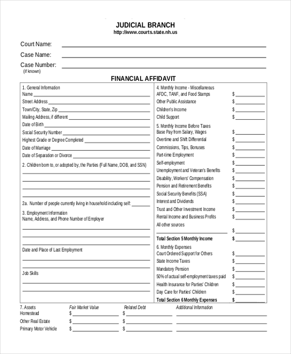 free-10-sample-blank-affidavit-forms-in-pdf-ms-word-excel