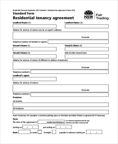 blank house rental agreement