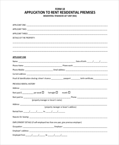 blank rental application