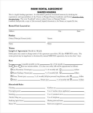 FREE 7+ Sample Blank Rental Agreement Forms in PDF | MS Word